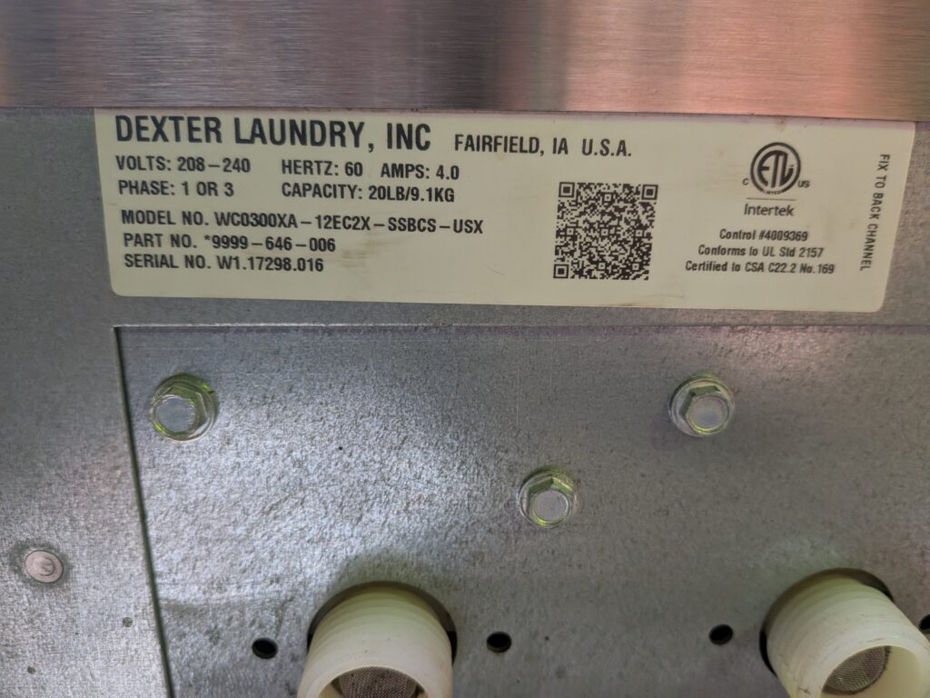 業務用洗濯機(9kg) 中古機械